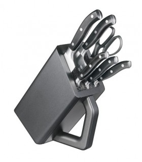 Victorinox 7.7243.6 Bloc de cuisine « universel » noir (intérieur lanières nylon), 6 pièces inox (dont 5 couteaux forgés)