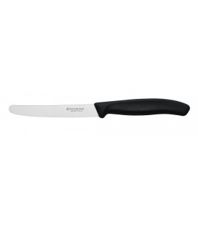 Victorinox 6.7833 Boite de 20 Couteau de table/tomates, lame crantée 11 cm inox, bout rond, manche polypropylène noir