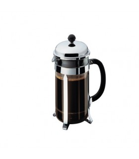 Bodum 1928.16 Cafetiere ChamBord 1 l à piston, filtre inox Habillage brillant