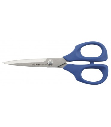 Kaï 5165.b Ciseaux couture multi-usages 16,5 cm inox, anneaux bleus. Livrés avec un étui protecteur.