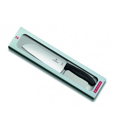Victorinox 6.8503.17g Couteau Santoku, lame 17 cm inox, manche polypropylène noir, en boîte cadeau.