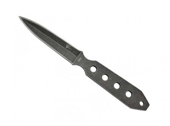 fred perrin fp1905 Dague lame  tout acier 440C finition « blackwash »,  manche 9,5 cm manche à trous en acier Gris foncé